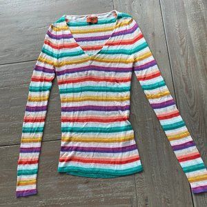 Missoni Striped Rayon V-neck Purple Rainbow